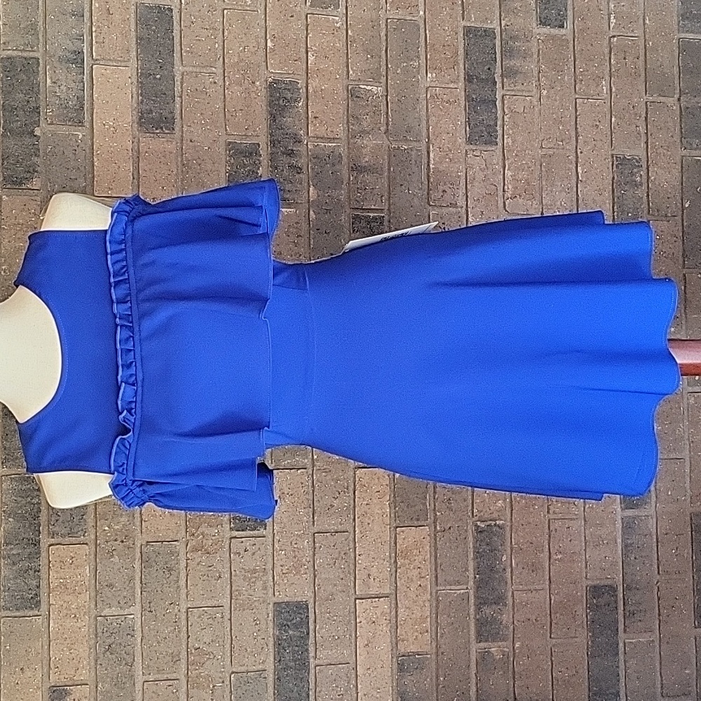 Emerald Sundae cold/off the shoulder dress, royal blue, size S